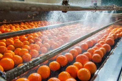 Sproeiers die appelsienen sproeien